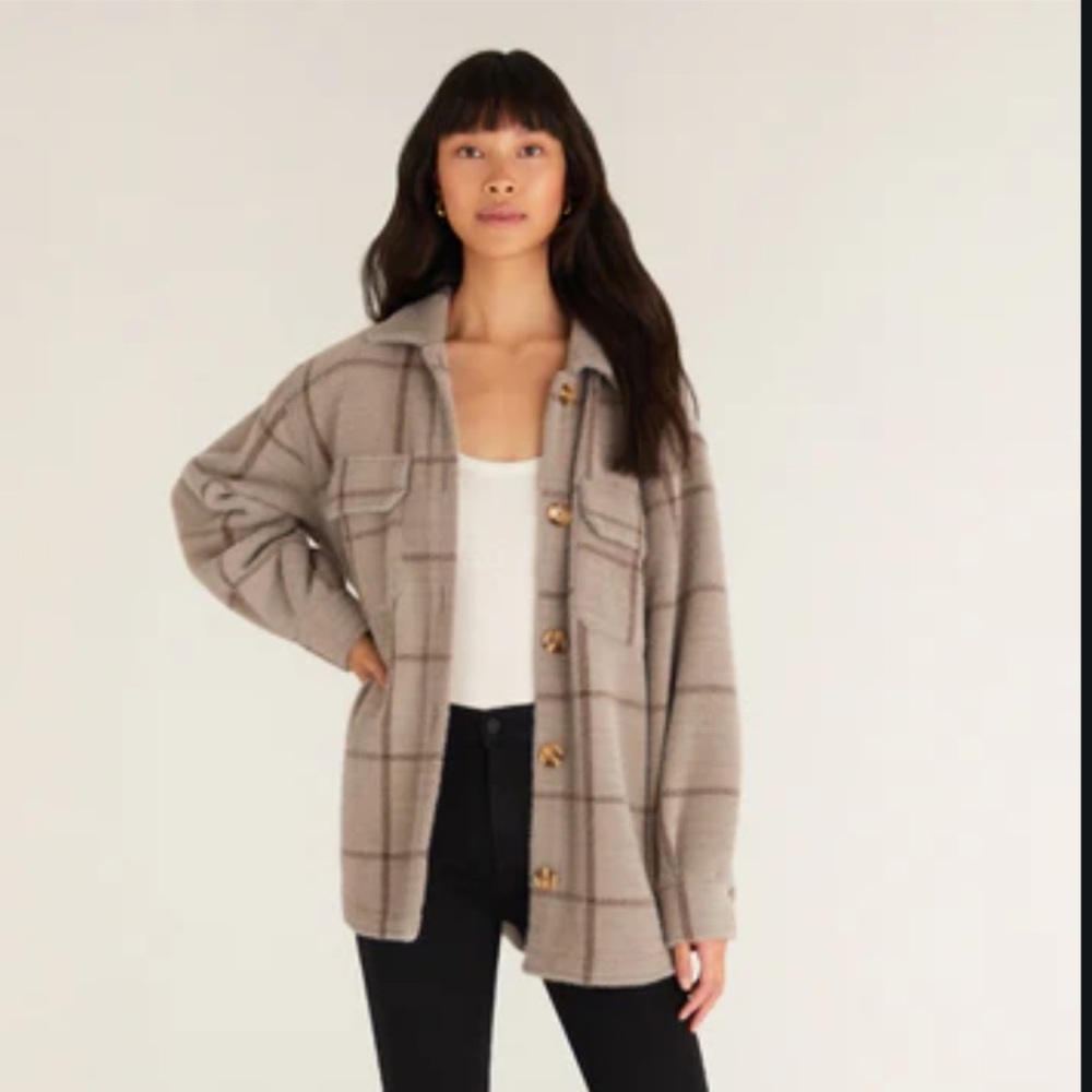 Z supply Plaid Tucker Jacket, Tan/Small, PERFECT Condition, only worn 2x